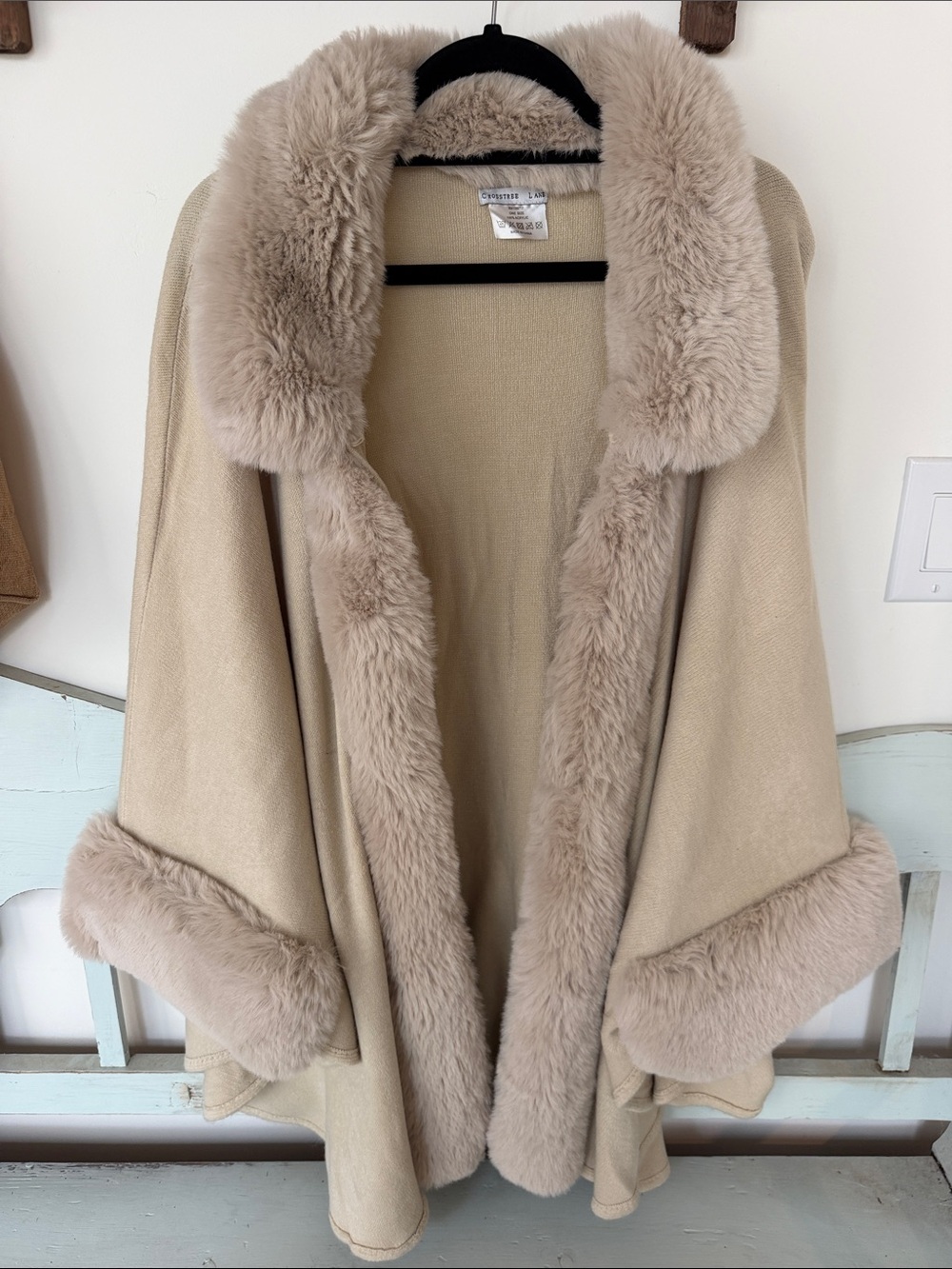 Beige Faux Fur Trim Cape Coat - Timeless Women's Outerwear